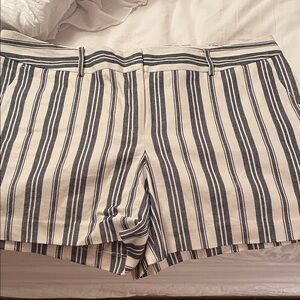 Ann Taylor Signature Striped Cream and Navy Women’s Shorts
